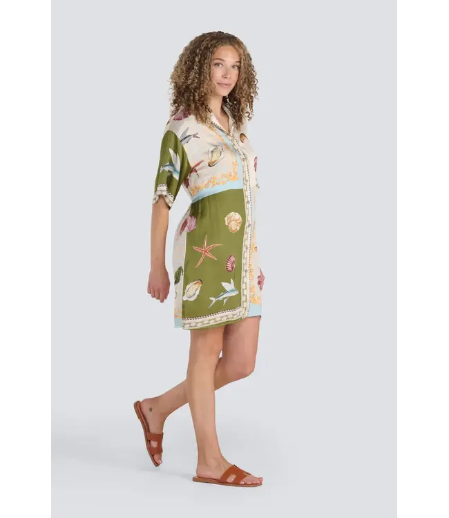 Jessica Laura Button Up Shirt Dress with Collar & Belt