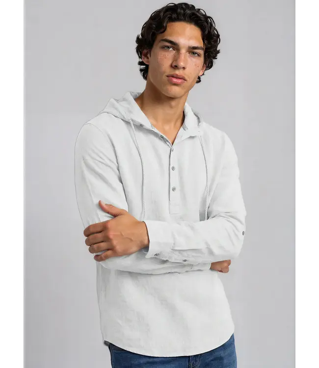 Point Zero Hooded Pop Over Linen Cotton Shirt