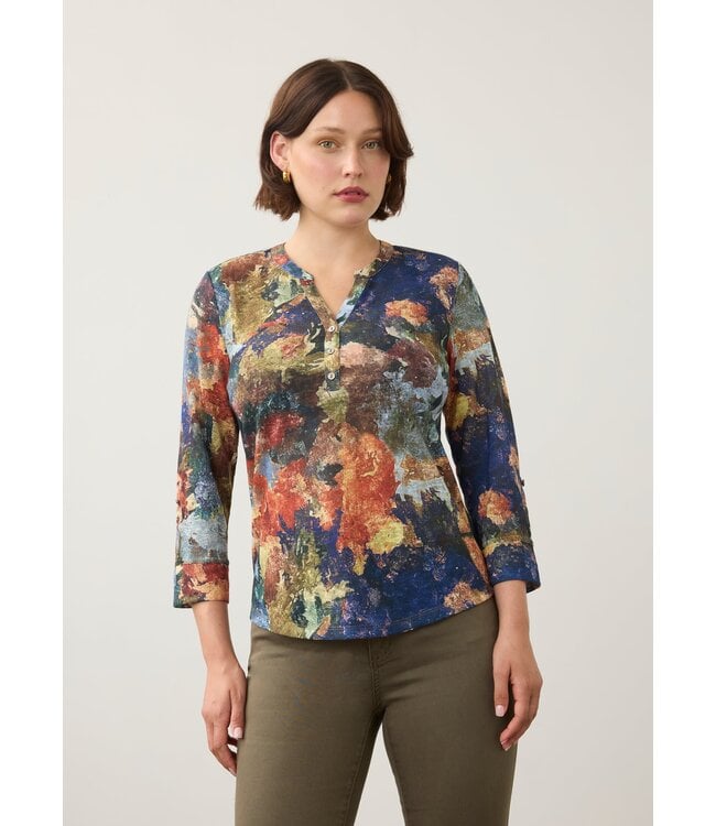 FDJ - TALLULAH PRINT HENLEY 3/4 SLEEVE TOP