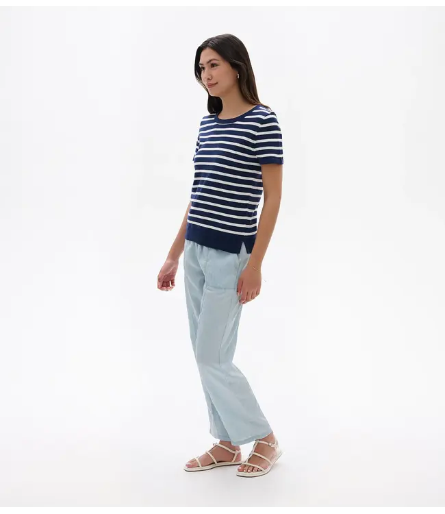 Hatley Simone Knit Tee - Navy & White Stripes