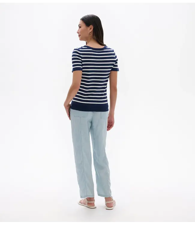 Hatley Simone Knit Tee - Navy & White Stripes