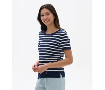 Hatley Simone Knit Tee - Navy & White Stripes