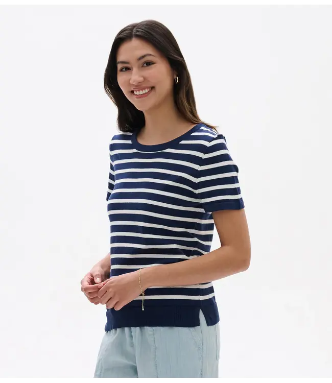 Hatley Simone Knit Tee - Navy & White Stripes