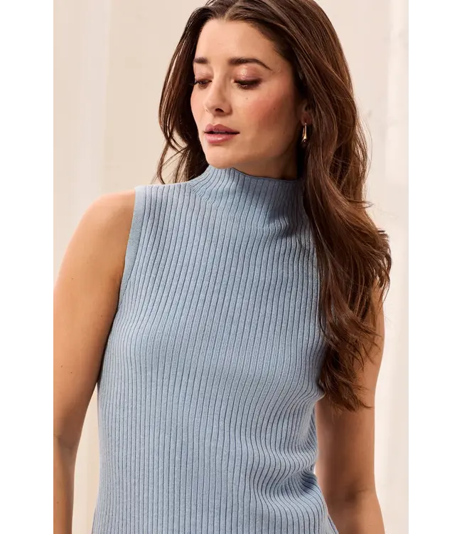 Tribal Ribbed Funnel Neck Sleeveless Knit Tank