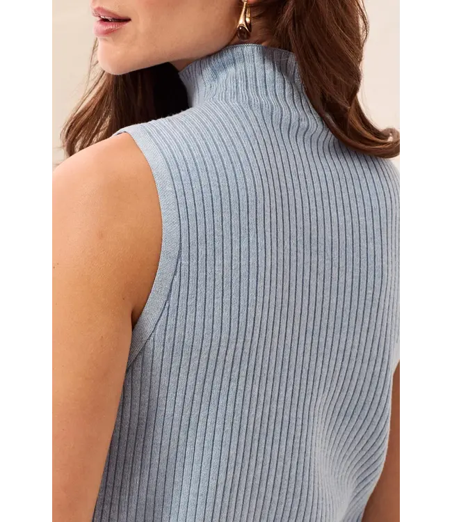 Tribal Ribbed Funnel Neck Sleeveless Knit Tank