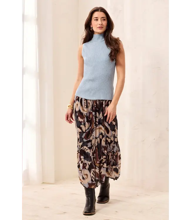 Tribal Ribbed Funnel Neck Sleeveless Knit Tank