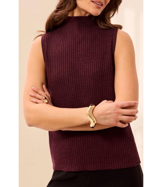 Tribal Ribbed Funnel Neck Sleeveless Knit Tank