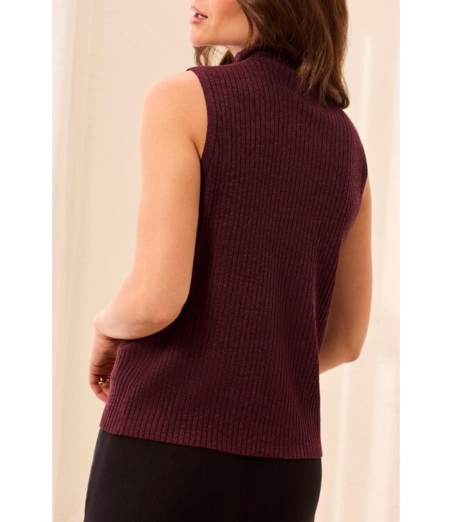 Tribal Ribbed Funnel Neck Sleeveless Knit Tank
