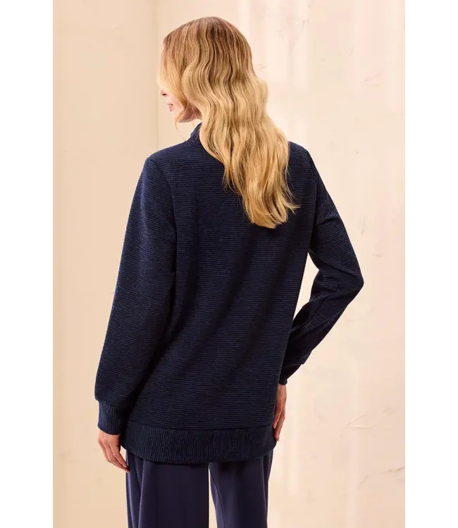 Tribal Ottoman Rib Mock Neck Tunic Sweater