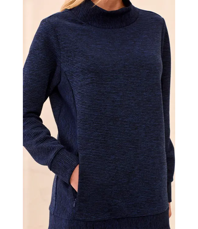 Tribal Ottoman Rib Mock Neck Tunic Sweater