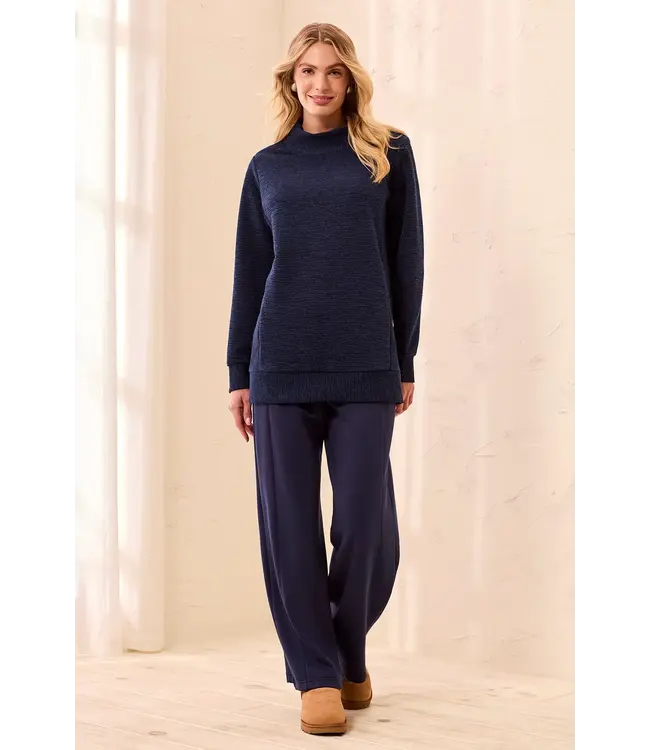 Tribal Ottoman Rib Mock Neck Tunic Sweater