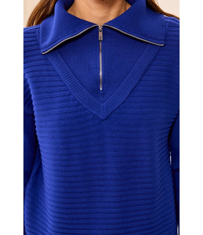 Tribal SOFT ZIP UP V NECK SWEATER