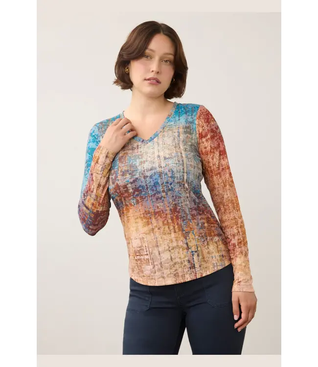 FDJ Long Sleeve V Neck Top