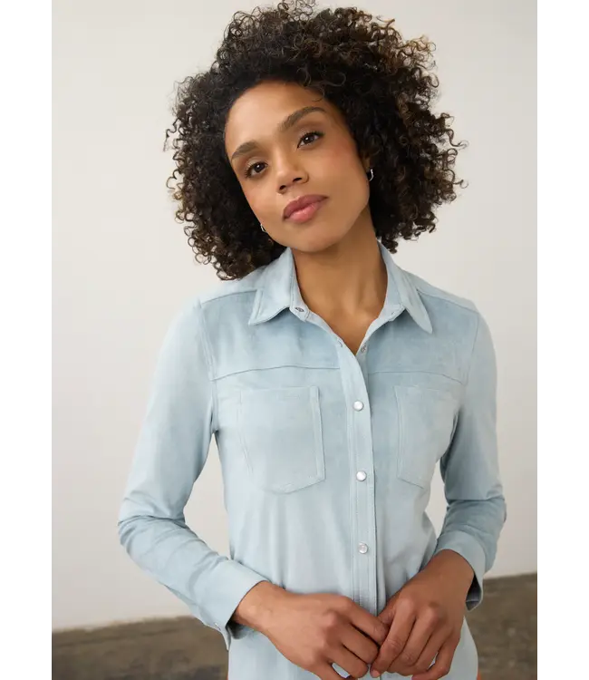 FDJ Long Sleeve Suede Shirt Jacket