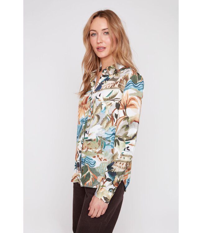 Renuar Lux Fabric Olive Combo Woven Blouse