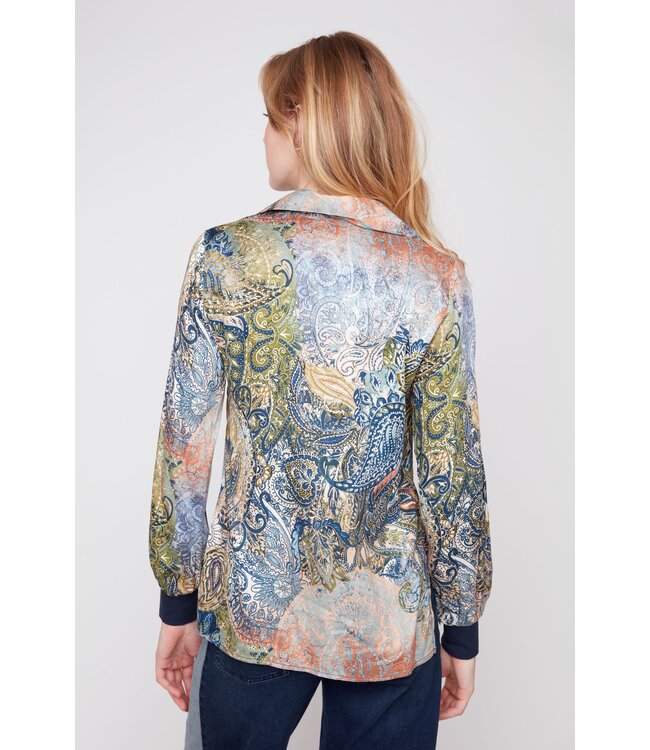 RENUAR Lux Fabric  Olive Como Woven Blouse