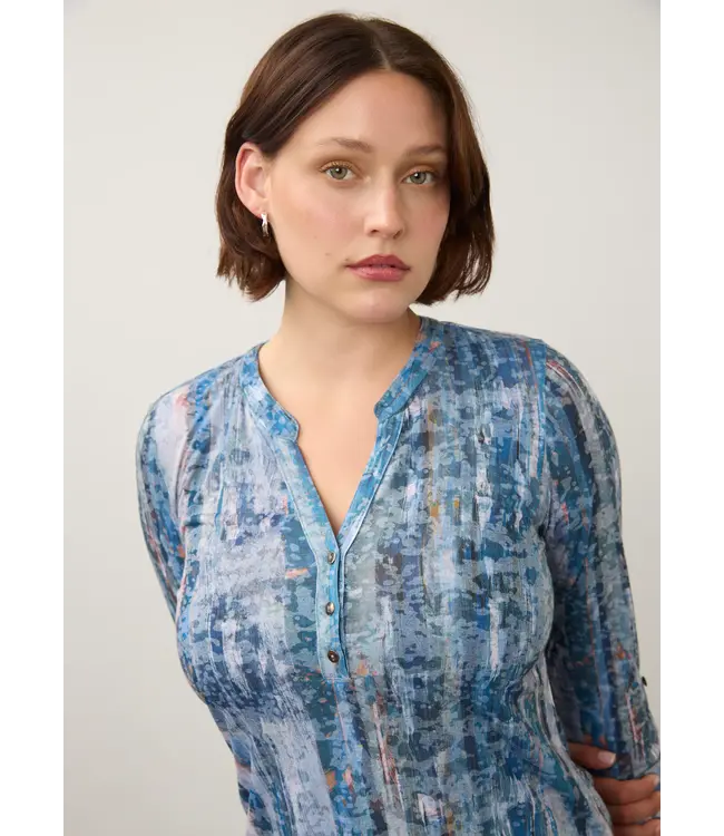 FDJ Henley Gravity Indigo print