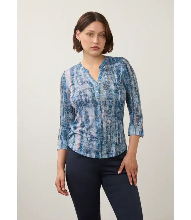 FDJ Henley Gravity Indigo print