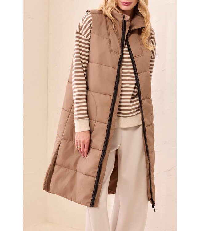 Tribal Canada Zip Front Quilted Long Vest