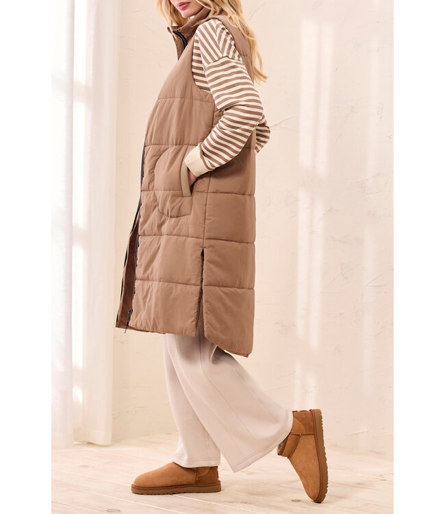 Tribal Canada Zip Front Quilted Long Vest