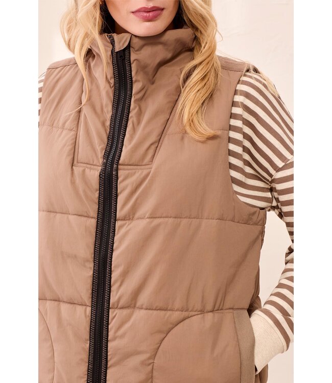 Tribal Canada Zip Front Quilted Long Vest