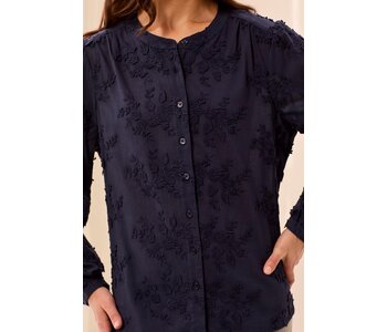 Tribal Canada Long-Sleeve Button Front Blouse with Embroidered Detail