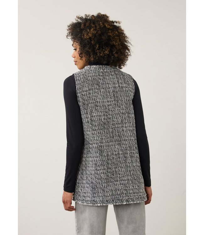 FDJ Long Tweed Vest Black Silver