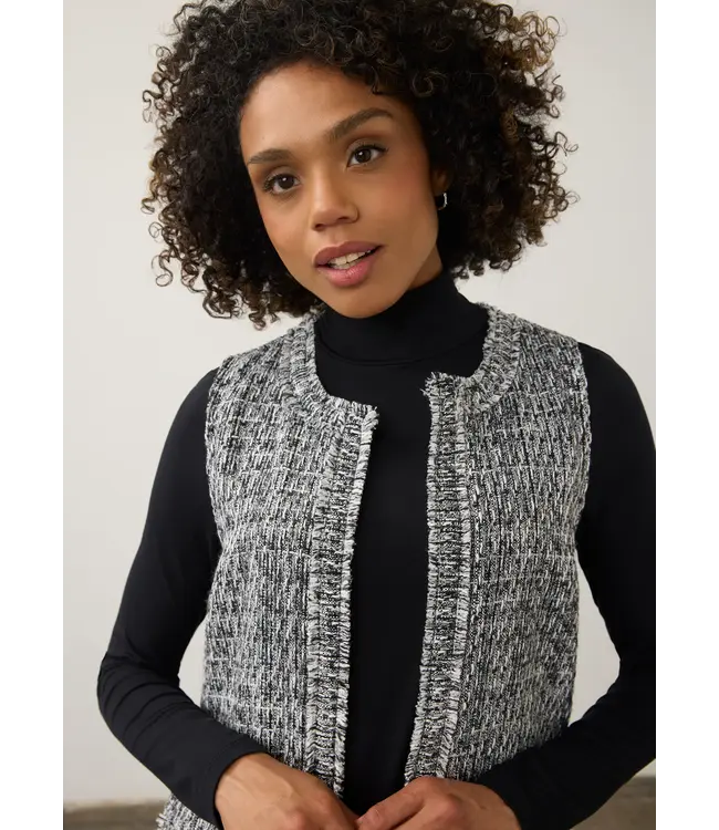 FDJ Long Tweed Vest Black Silver