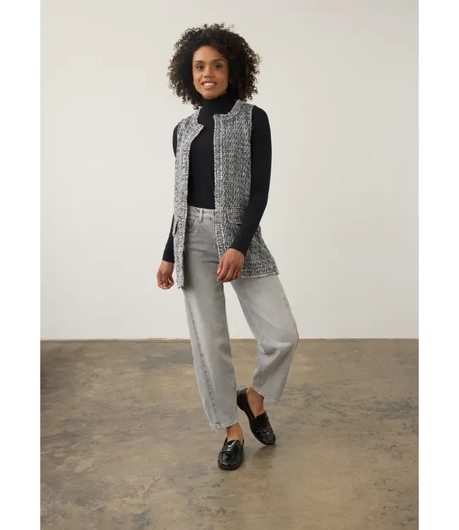 FDJ Long Tweed Vest Black Silver