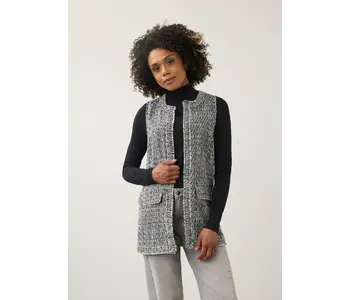 FDJ Long Tweed Vest Black Silver