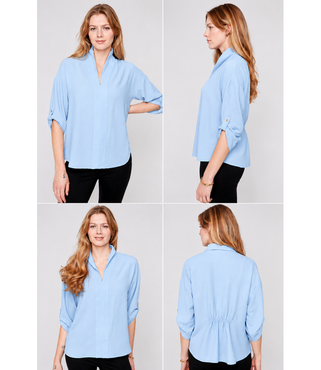 Renuar High Twist Woven  Top with back detail