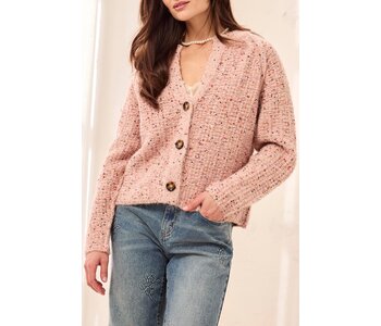 Tribal Canada Sequinned Button Front Notch Neck Sweater Cardigan