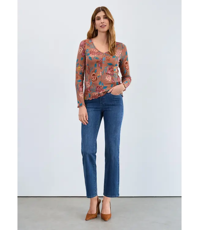 FDJ Olivia Pinstripe Straight Ankle Denim