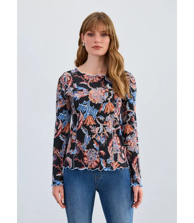 FDJ  Long Sleeve  Boat Neck Top