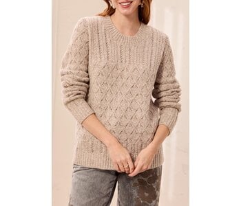 Tribal Canada LONG SLEEVE CREW NK SWEATER CABLES DETAIL