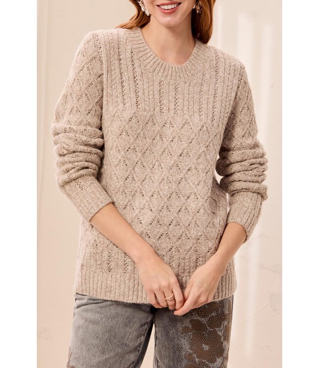 TB 3265O-8492 LS CREW NK SWEATER CABLES DETAIL