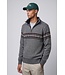 POINT ZERO point Zero Bonded chenille mock-zip sweater with jaquard pattern