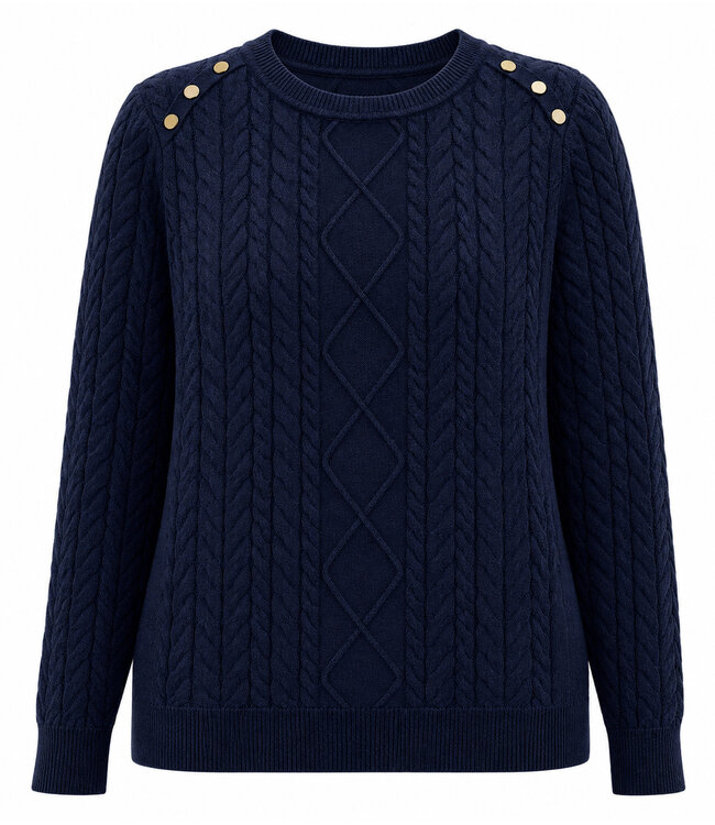 Point Zero  Cable Knit Sweater Navy