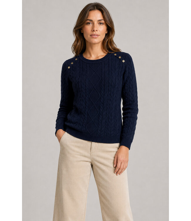 Point Zero  Cable Knit Sweater Navy