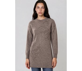 Point Zero  Knit Long Dress 3D Floral Dress Taupe