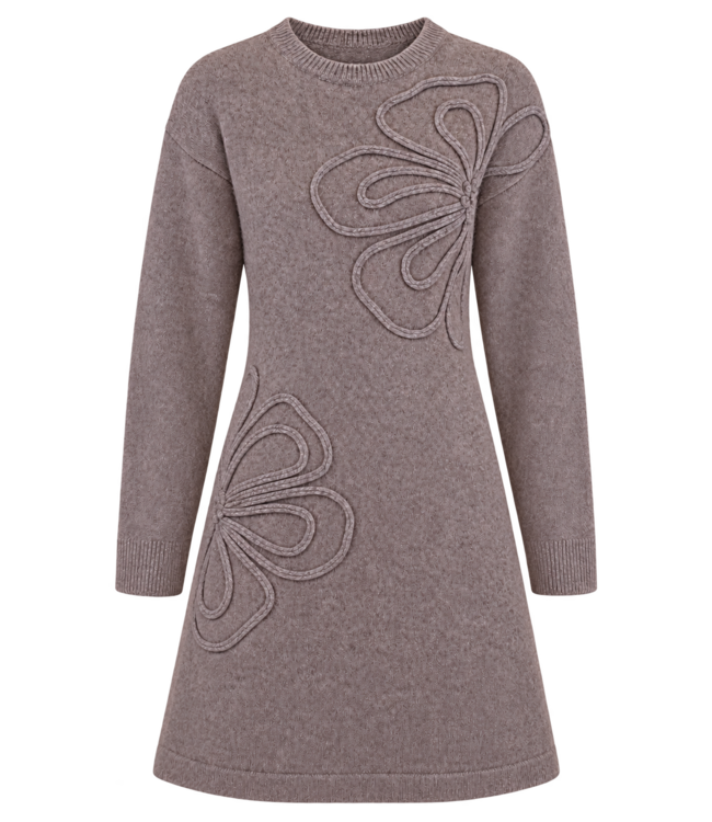Point Zero  Knit Long Dress 3D Floral Dress Taupe