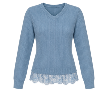 Point Zero Rib Knit Lace Trim Sweater