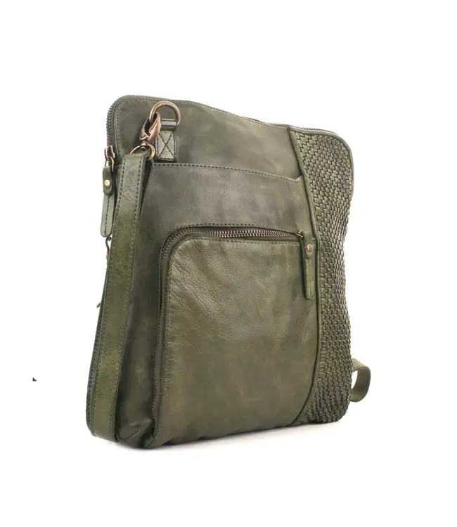 097 Dunedin Messenger Bag Washed Genuine Leather