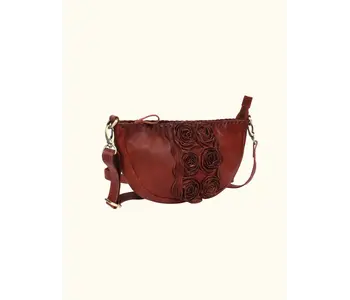 020-Sluce Washed Genuine Leather Bag with Rose Detail