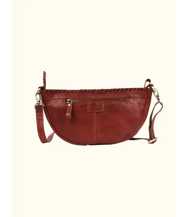 020-Sluce Washed Genuine Leather Bag with Rose Detail