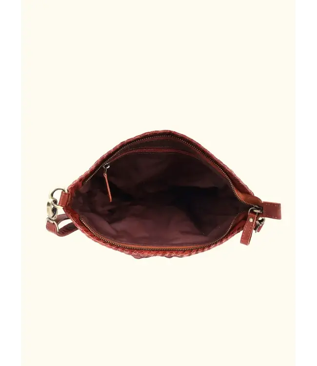 020-Sluce Washed Genuine Leather Bag with Rose Detail