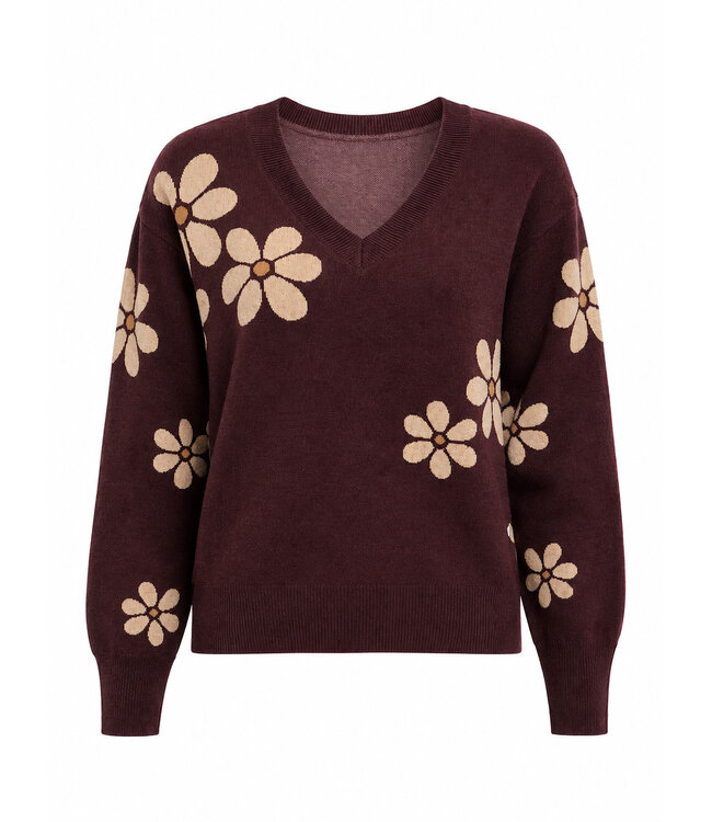 Point Zero  Floral Sweater in Bordeux