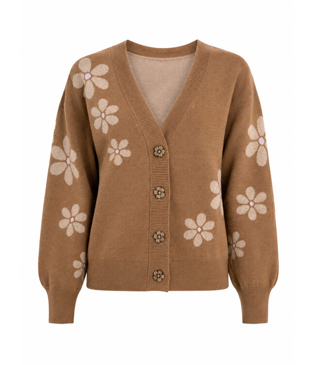 Point Zero  Floral Cardigan in Wood Smoke