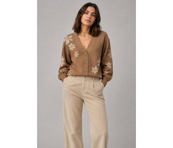 Point Zero  Floral Cardigan in Wood Smoke