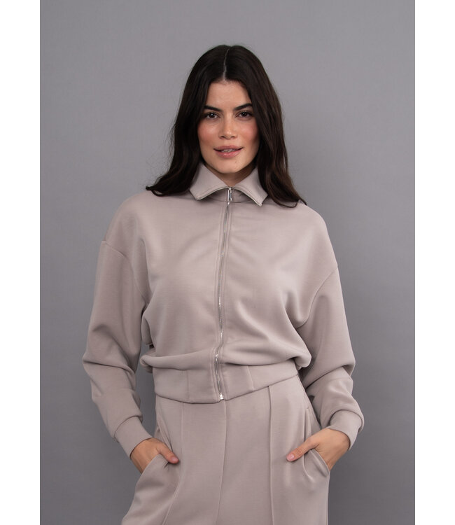 RD Style MAURITZ MODAL SOFT KNIT MOCK NECKZIP UP TOP